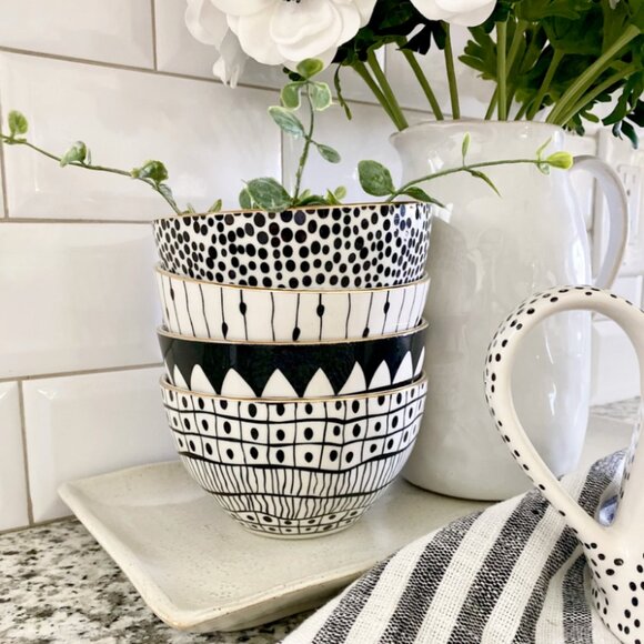 Set/4 Glitzy Stoneware Bowls - Picture 7 of 7